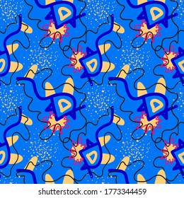 Seamless backdrop with hand draw unusual patterns.