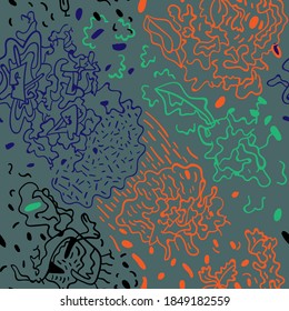 Seamless backdrop with hand drawn unique patterns