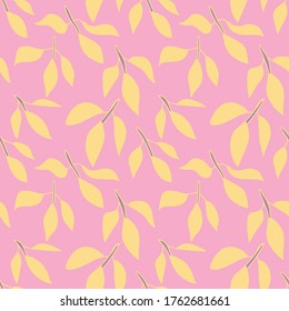 Seamless backdrop with nature patterns. Hand draw leaves.
