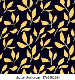 Seamless backdrop with nature patterns. Hand draw leaves.