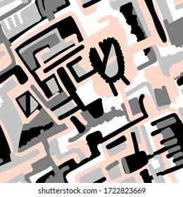 Seamless backdrop pattern with hand draw abstract urban pattrn.