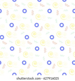 Seamless backdrop pattern with memphis style ornament.