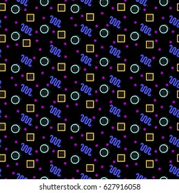 Seamless backdrop pattern with memphis style ornament.