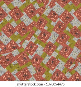 Seamless backdrop with strange hand drawn patterns and squares