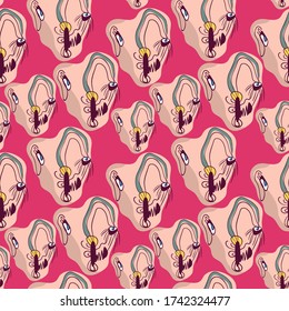 Seamless backdrop with strange repeat heads.
