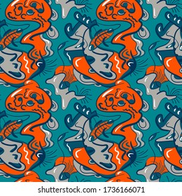 Seamless backdrop with unusual hand drawn colorful abstract pattern.