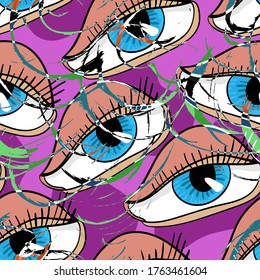 Seamless backdrop withnhand draw eyes. 