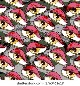 Seamless backdrop withnhand draw eyes. 