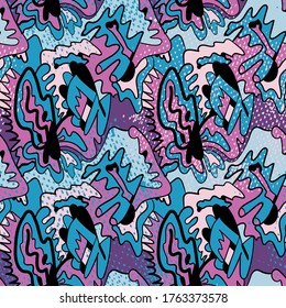Sensación perfecta con patrones abstractos de onda dibujados a mano.