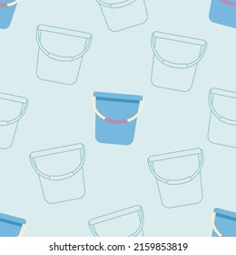 Seamless backet cartoon pattern in flat style