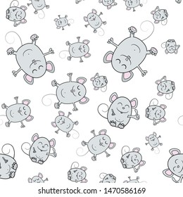 Seamless background with 2020 mouse symbol. Cute mouse cartoon. Vector illustration