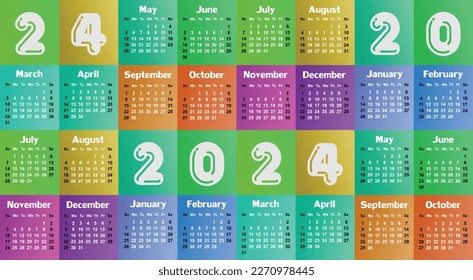 The seamless background with 2024 year calendar.
