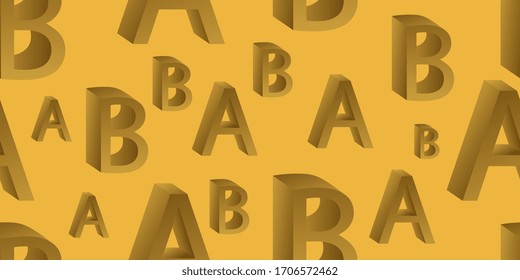 Seamless background of 3D letters. Vector illustration. Scattered letters