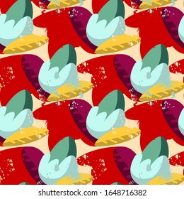 Seamless background with abstract acorns, leaves.