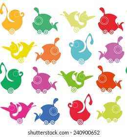 Seamless background with abstract animals.