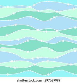 Seamless background of abstract blue waves. Vector illustration