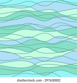 Seamless background of abstract blue waves. Vector illustration