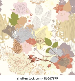 seamless background with abstract botanical ornament