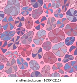 Seamless background with abstract cartoon ocean shells. Nautical pattern