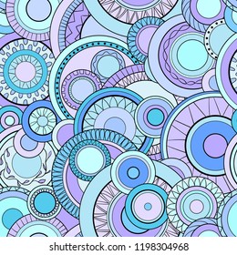 Seamless background with abstract circles. Geometric pattern. Hand drawn illustration