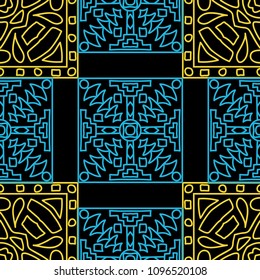 Seamless background.  Abstract color background for paper or cover. Abstract geometrical ethnic ornament with northern motifs. Vector texture.