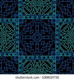 Seamless background.  Abstract color pattern for wallpaper or cloth design. Abstract geometrical ethnic ornament with northern motifs. Vector texture.