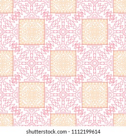 Seamless background.  Abstract color pattern for fabric or paper. Abstract geometrical ethnic ornament with northern motifs. Vector texture.