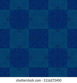 Seamless background.  Abstract color pattern for wallpaper or cloth design. Abstract geometrical ethnic ornament with northern motifs. Vector texture.