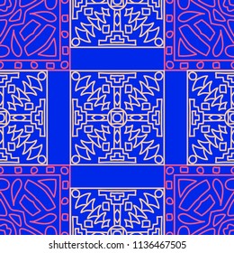 Seamless background.  Abstract color pattern for paper or cover. Abstract geometrical ethnic ornament with northern motifs. Vector texture.