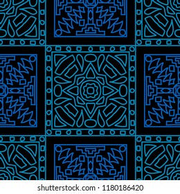 Seamless background.  Abstract color pattern for wallpaper or cloth design. Abstract geometrical ethnic ornament with northern motifs. Vector texture.