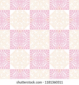 Seamless background.  Abstract color pattern for wallpaper or cloth design. Abstract geometrical ethnic ornament with northern motifs. Vector texture.