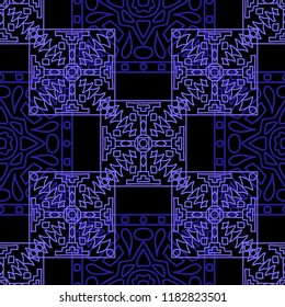 Seamless background.  Abstract color pattern for fabric or paper. Abstract geometrical ethnic ornament with northern motifs. Vector texture.