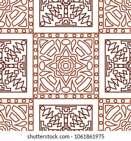 Seamless background.  Abstract color vector pattern for fabric or paper. Abstract geometrical ethnic ornament with northern motifs. Vector texture.