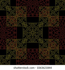 Seamless background.  Abstract color vector pattern for fabric or paper. Abstract geometrical ethnic ornament with northern motifs. Vector texture.