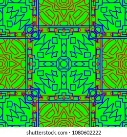 Seamless background.  Abstract color vector pattern for fabric or paper. Abstract geometrical ethnic ornament with northern motifs. Vector texture.