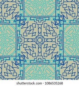 Seamless background.  Abstract color vector pattern for wallpaper or cloth design. Abstract geometrical ethnic ornament with northern motifs. Vector texture.