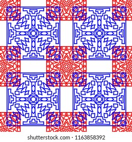 Seamless background.  Abstract color vector pattern for paper or cover. Abstract geometrical ethnic ornament with northern motifs. Vector texture.