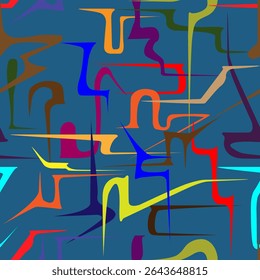 
Seamless background. Abstract colorful geometric pattern on dark blue background in graffiti style. High-quality vector illustration for your design