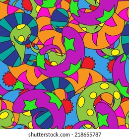 seamless background with abstract colorful patterned spirals