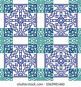 Seamless background.  Abstract colorful vector background for paper or cover. Abstract geometrical ethnic ornament with northern motifs. Vector texture.