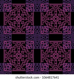 Seamless background.  Abstract colorful vector background for fabric or paper. Abstract geometrical ethnic ornament with northern motifs. Vector texture.