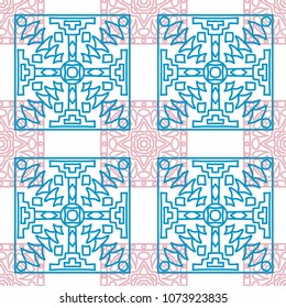 Seamless background.  Abstract colorful vector background for wallpaper or cloth design. Abstract geometrical ethnic ornament with northern motifs. Vector texture.