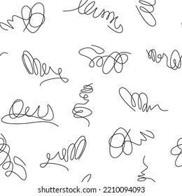 seamless background of abstract doodle lines. Pen strokes. Black swirls of lines on a white background