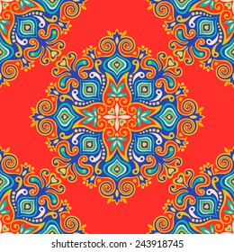 Seamless background with abstract ethnic pattern. Vector illustration.