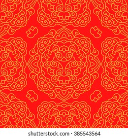 Seamless background with abstract ethnic pattern. Vector illustration.