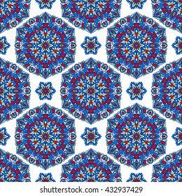 Seamless background with abstract ethnic pattern. Vector illustration.