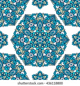 Seamless background with abstract ethnic pattern. Vector illustration.