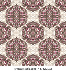 Seamless background with abstract ethnic pattern. Vector illustration.