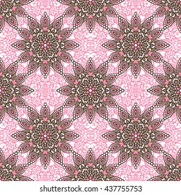 Seamless background with abstract ethnic pattern. Vector illustration.