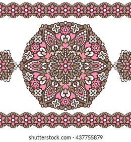 Seamless background with abstract ethnic pattern. Vector illustration.